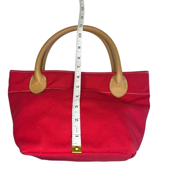 Lillian Vernon 100% Cotton Canvas Mini Tote with Leather Handles Red - Picture 9 of 13